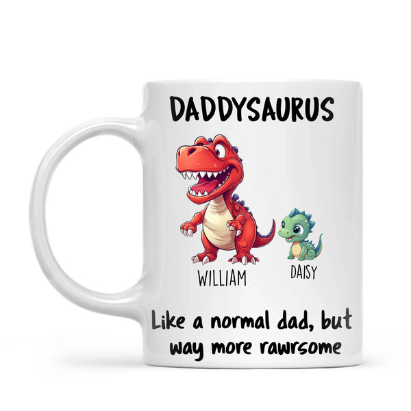 Personalised Daddysaurus Mug – Custom Father’s Day Gift with Up to 12 Dino Kids (11oz)
