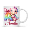 Personalised Pink Dino Alphabet Kids Mug – Custom Name Cup with Cute Dinosaur & Letter Design | 11oz, 6oz & Enamel Options