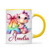Personalised Pink Dino Alphabet Kids Mug – Custom Name Cup with Cute Dinosaur & Letter Design | 11oz, 6oz & Enamel Options