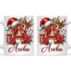 Personalised Christmas Alphabet Kids Mug – Custom Name Cup with Reindeer, Santa Hat & Festive Letter Design | 11 oz, 6 oz & Enamel Options