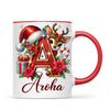 Personalised Christmas Alphabet Kids Mug – Custom Name Cup with Reindeer, Santa Hat & Festive Letter Design | 11 oz, 6 oz & Enamel Options