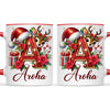 Personalised Christmas Alphabet Kids Mug – Custom Name Cup with Reindeer, Santa Hat & Festive Letter Design | 11 oz, 6 oz & Enamel Options