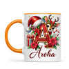 Personalised Christmas Alphabet Kids Mug – Custom Name Cup with Reindeer, Santa Hat & Festive Letter Design | 11 oz, 6 oz & Enamel Options