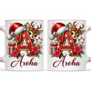 Personalised Christmas Alphabet Kids Mug – Custom Name Cup with Reindeer, Santa Hat & Festive Letter Design | 11 oz, 6 oz & Enamel Options