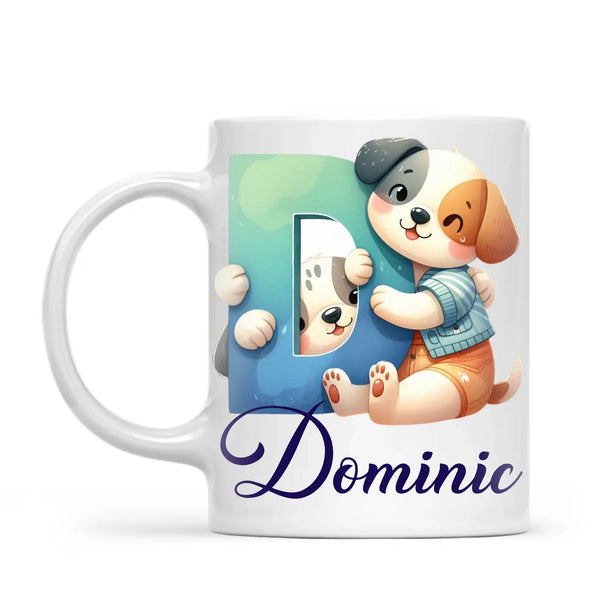 Personalised Cute Animal Alphabet Kids Mug – Custom Name Cup with Animal Letter Design | 11 oz, 6 oz & Enamel Options