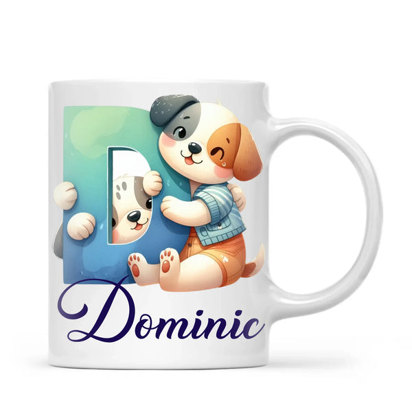 Personalised Cute Animal Alphabet Kids Mug – Custom Name Cup with Animal Letter Design | 11 oz, 6 oz & Enamel Options