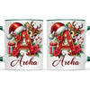Personalised Christmas Alphabet Kids Mug – Custom Name Cup with Reindeer, Santa Hat & Festive Letter Design | 11 oz, 6 oz & Enamel Options