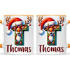 Personalised Christmas Reindeer Alphabet Kids Mug – Custom Name Cup with Festive Letter & Santa Hat | 11 oz, 6 oz & Enamel Options