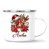 Personalised Christmas Alphabet Kids Mug – Custom Name Cup with Reindeer, Santa Hat & Festive Letter Design | 11 oz, 6 oz & Enamel Options