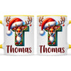 Personalised Christmas Reindeer Alphabet Kids Mug – Custom Name Cup with Festive Letter & Santa Hat | 11 oz, 6 oz & Enamel Options