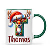 Personalised Christmas Reindeer Alphabet Kids Mug – Custom Name Cup with Festive Letter & Santa Hat | 11 oz, 6 oz & Enamel Options