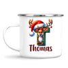 Personalised Christmas Reindeer Alphabet Kids Mug – Custom Name Cup with Festive Letter & Santa Hat | 11 oz, 6 oz & Enamel Options