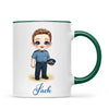👮‍♂️ Personalised Police Kid Mug / Cup (Ceramic or Enamel) – Customised with Name, Hair, Eyes & Skin Tone