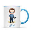 👮‍♂️ Personalised Police Kid Mug / Cup (Ceramic or Enamel) – Customised with Name, Hair, Eyes & Skin Tone