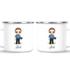 👮‍♂️ Personalised Police Kid Mug / Cup (Ceramic or Enamel) – Customised with Name, Hair, Eyes & Skin Tone