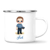 👮‍♂️ Personalised Police Kid Mug / Cup (Ceramic or Enamel) – Customised with Name, Hair, Eyes & Skin Tone