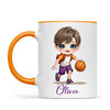 Personalised Basketball Kid Mug / Cup (Ceramic or Enamel) – Customised with Name, Hair, Eyes & Skin Tone