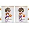 Personalised Basketball Kid Mug / Cup (Ceramic or Enamel) – Customised with Name, Hair, Eyes & Skin Tone