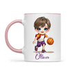 Personalised Basketball Kid Mug / Cup (Ceramic or Enamel) – Customised with Name, Hair, Eyes & Skin Tone