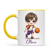 Personalised Basketball Kid Mug / Cup (Ceramic or Enamel) – Customised with Name, Hair, Eyes & Skin Tone