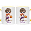 Personalised Basketball Kid Mug / Cup (Ceramic or Enamel) – Customised with Name, Hair, Eyes & Skin Tone
