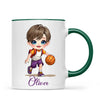 Personalised Basketball Kid Mug / Cup (Ceramic or Enamel) – Customised with Name, Hair, Eyes & Skin Tone