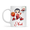 Personalised Basketball Dunk Shot Mug / Cup (Ceramic or Enamel) – Customised with Name, Hair, Eyes & Skin Tone