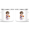 Personalised Basketball Kid Mug / Cup (Ceramic or Enamel) – Customised with Name, Hair, Eyes & Skin Tone