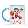 Personalised Basketball Dunk Shot Mug / Cup (Ceramic or Enamel) – Customised with Name, Hair, Eyes & Skin Tone