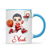 Personalised Basketball Dunk Shot Mug / Cup (Ceramic or Enamel) – Customised with Name, Hair, Eyes & Skin Tone