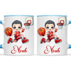 Personalised Basketball Dunk Shot Mug / Cup (Ceramic or Enamel) – Customised with Name, Hair, Eyes & Skin Tone
