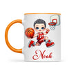 Personalised Basketball Dunk Shot Mug / Cup (Ceramic or Enamel) – Customised with Name, Hair, Eyes & Skin Tone
