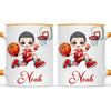 Personalised Basketball Dunk Shot Mug / Cup (Ceramic or Enamel) – Customised with Name, Hair, Eyes & Skin Tone
