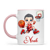 Personalised Basketball Dunk Shot Mug / Cup (Ceramic or Enamel) – Customised with Name, Hair, Eyes & Skin Tone