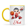 Personalised Basketball Dunk Shot Mug / Cup (Ceramic or Enamel) – Customised with Name, Hair, Eyes & Skin Tone