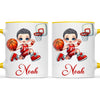 Personalised Basketball Dunk Shot Mug / Cup (Ceramic or Enamel) – Customised with Name, Hair, Eyes & Skin Tone