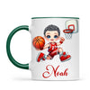 Personalised Basketball Dunk Shot Mug / Cup (Ceramic or Enamel) – Customised with Name, Hair, Eyes & Skin Tone
