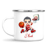 Personalised Basketball Dunk Shot Mug / Cup (Ceramic or Enamel) – Customised with Name, Hair, Eyes & Skin Tone