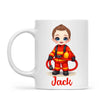 🚒 Personalised Firefighter Hero Mug / Cup (Ceramic or Enamel) – Customised with Name, Hair, Eyes & Skin Tone