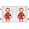🚒 Personalised Firefighter Hero Mug / Cup (Ceramic or Enamel) – Customised with Name, Hair, Eyes & Skin Tone