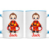 🚒 Personalised Firefighter Hero Mug / Cup (Ceramic or Enamel) – Customised with Name, Hair, Eyes & Skin Tone
