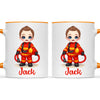 🚒 Personalised Firefighter Hero Mug / Cup (Ceramic or Enamel) – Customised with Name, Hair, Eyes & Skin Tone