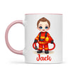🚒 Personalised Firefighter Hero Mug / Cup (Ceramic or Enamel) – Customised with Name, Hair, Eyes & Skin Tone