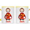 🚒 Personalised Firefighter Hero Mug / Cup (Ceramic or Enamel) – Customised with Name, Hair, Eyes & Skin Tone