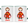 🚒 Personalised Firefighter Hero Mug / Cup (Ceramic or Enamel) – Customised with Name, Hair, Eyes & Skin Tone