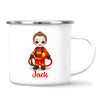 🚒 Personalised Firefighter Hero Mug / Cup (Ceramic or Enamel) – Customised with Name, Hair, Eyes & Skin Tone