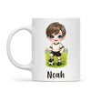 Personalised Soccer Kid Mug / Cup 11oz – Customised with Name, Hair, Eyes & Skin Tone