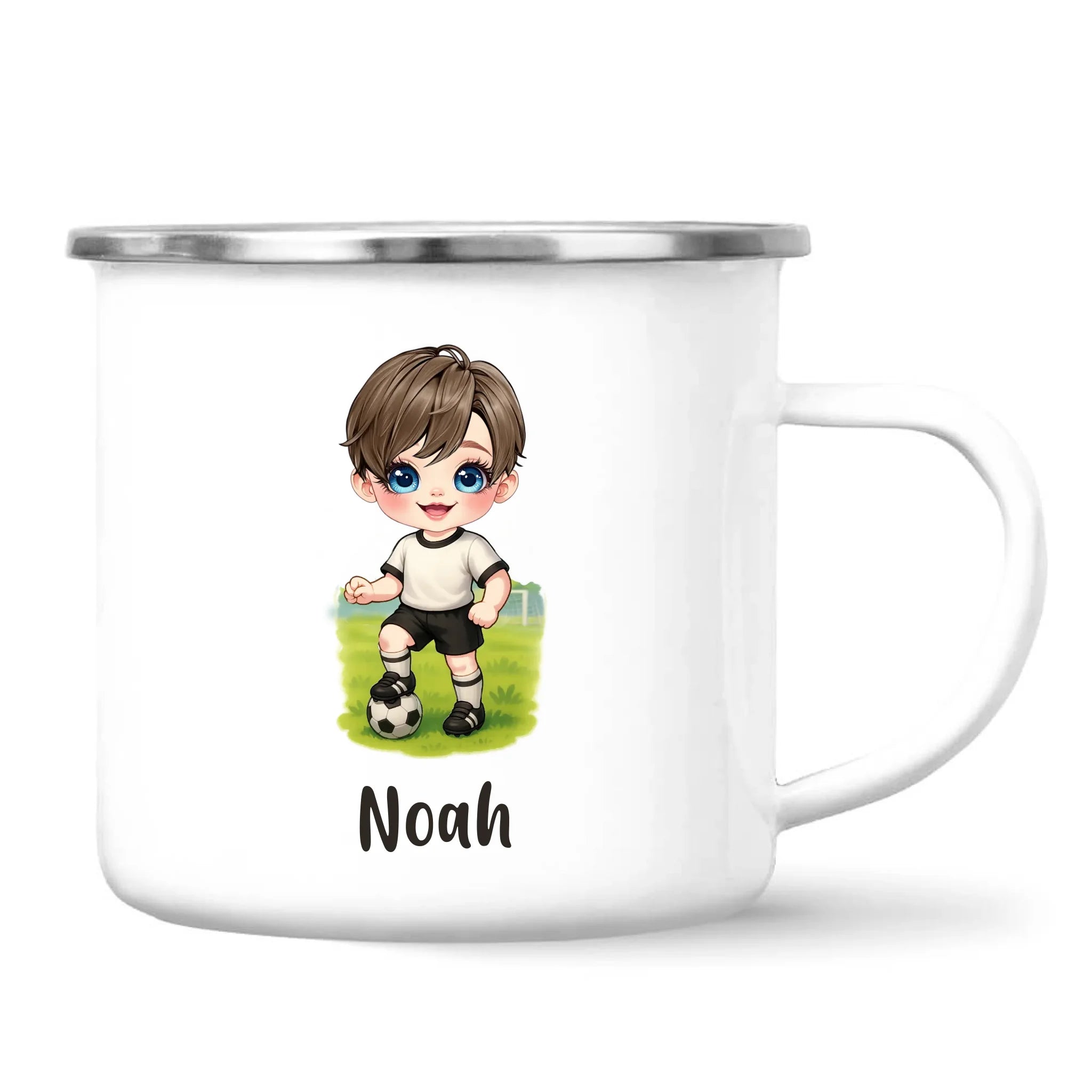 Personalised Soccer Kid Mug / Cup 11oz – Customised with Name, Hair, Eyes & Skin Tone