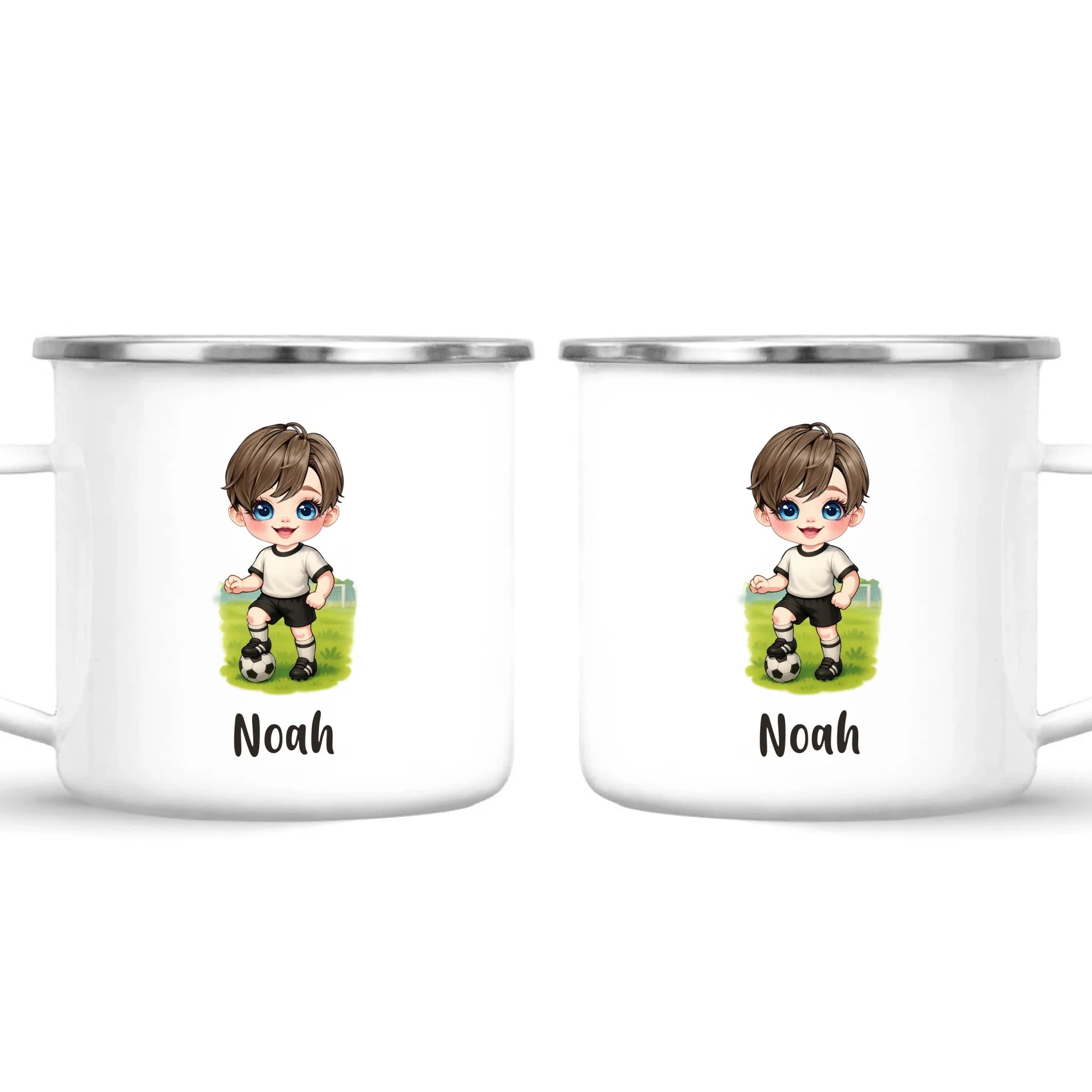 Personalised Soccer Kid Mug / Cup 11oz – Customised with Name, Hair, Eyes & Skin Tone