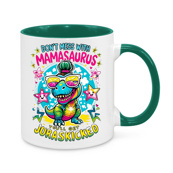 Funny “Don’t Mess With Mamasaurus” Mug – Colourful Dinosaur Design – Cool Gift for Mum with Attitude